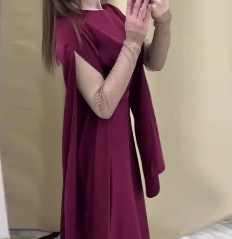 Burgundy cape dress