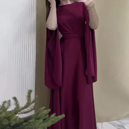 Burgundy cape dress