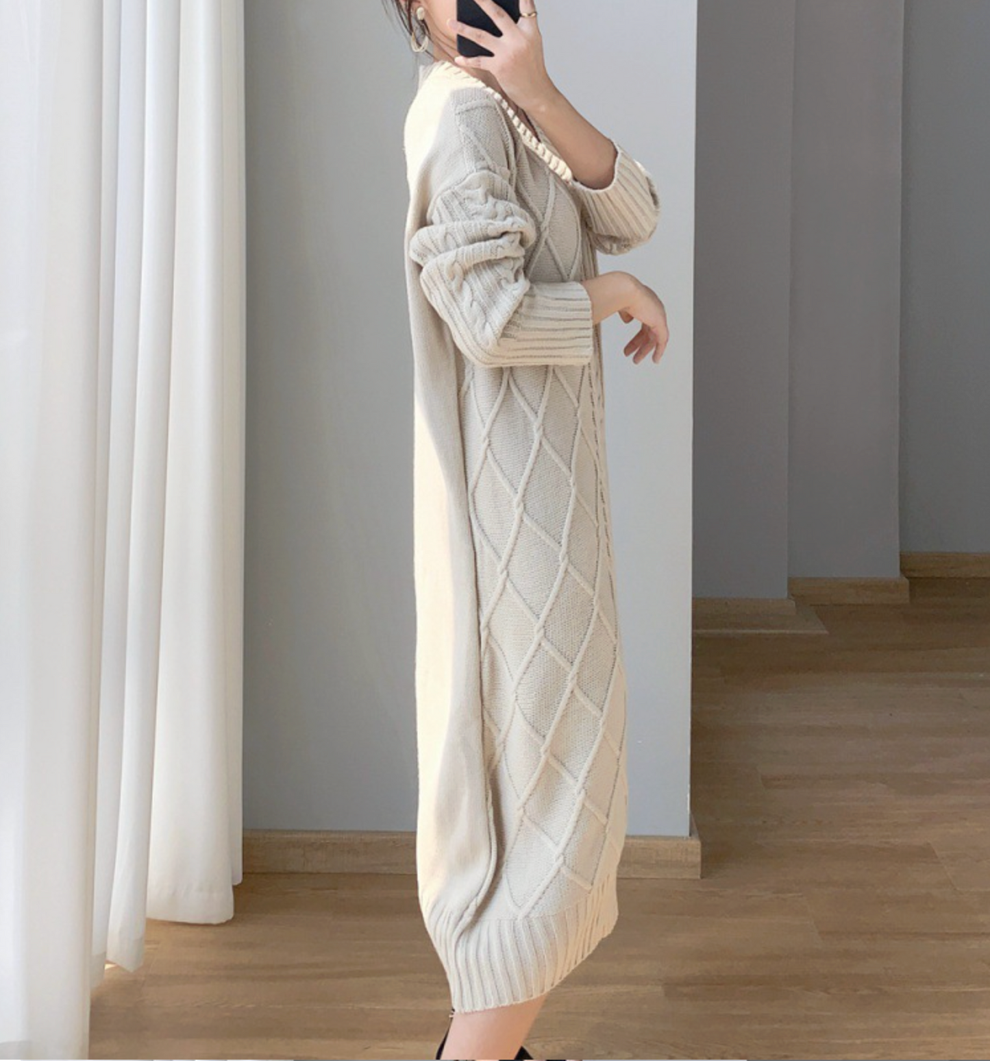 Cable-Knit Sweater Dress