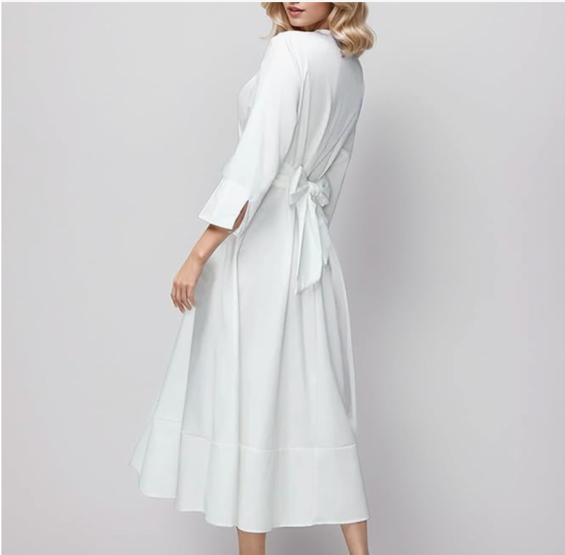White midi wrap dress