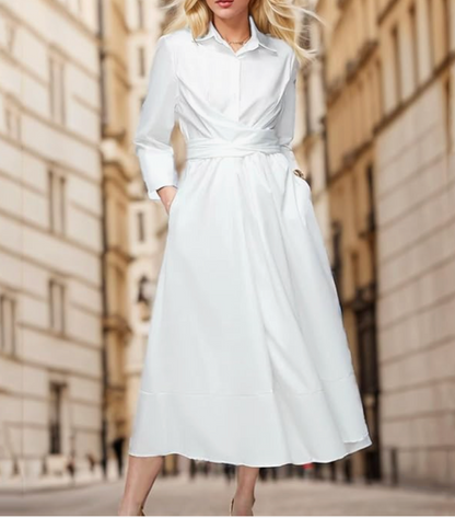 White midi wrap dress