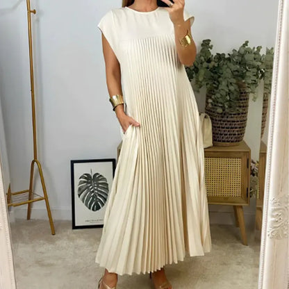 Loose Solid Color pleated dress