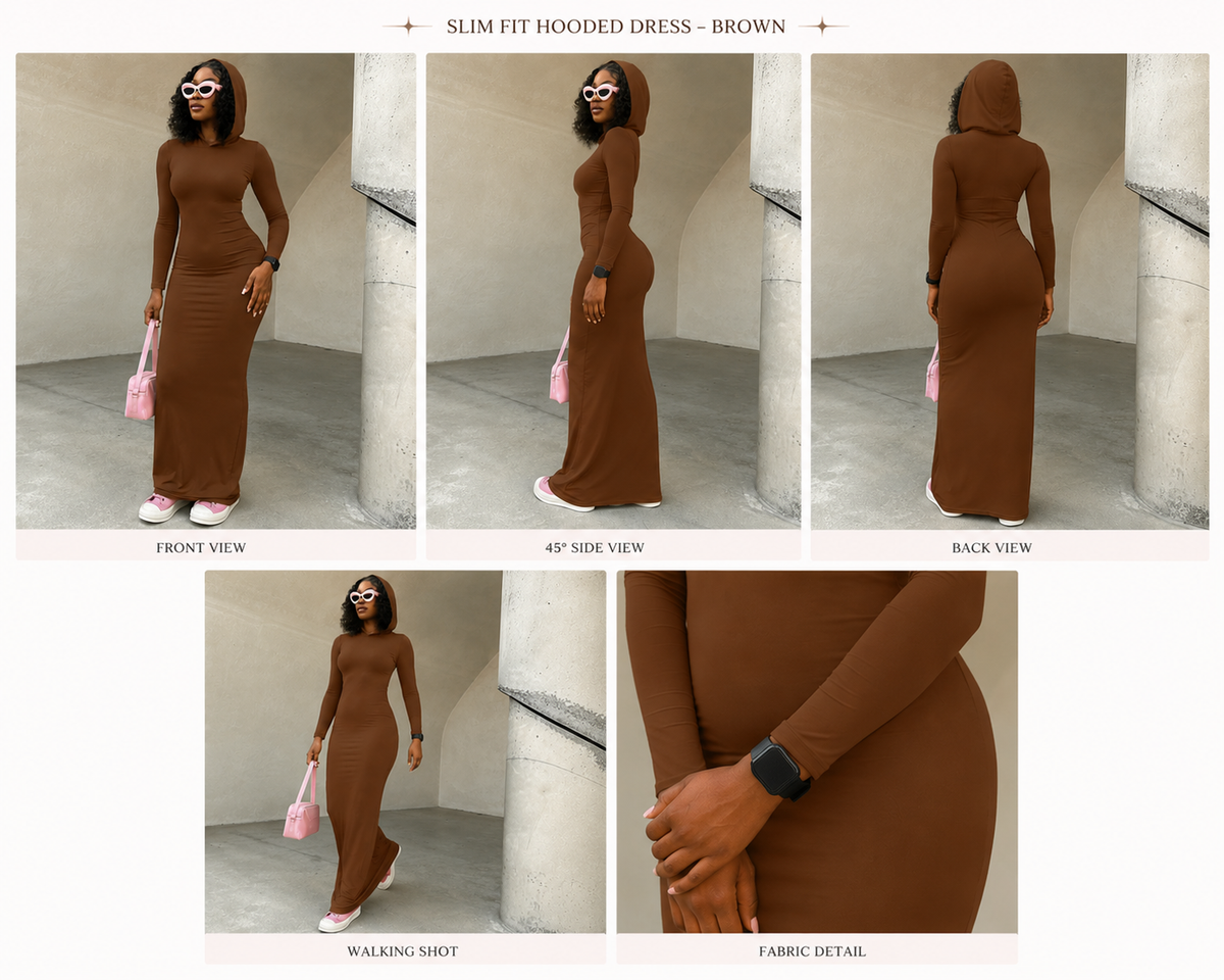 Slim-fit Long-sleeved Hooded Dress