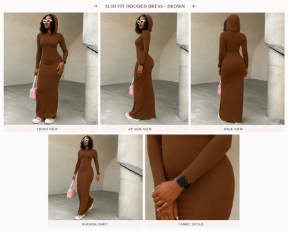 Slim-fit Long-sleeved Hooded Dress